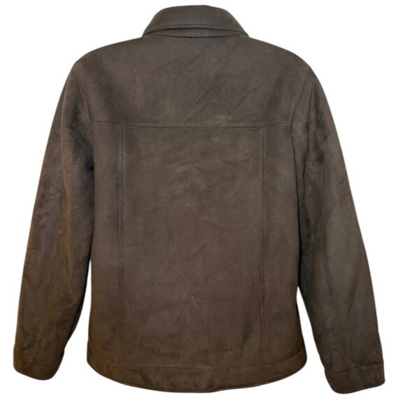 LL Bean Mens Large Brown Faux Suede Sherpa Lined Jacket Full Zip Heavy 0FKF4 - Picture 2 of 10